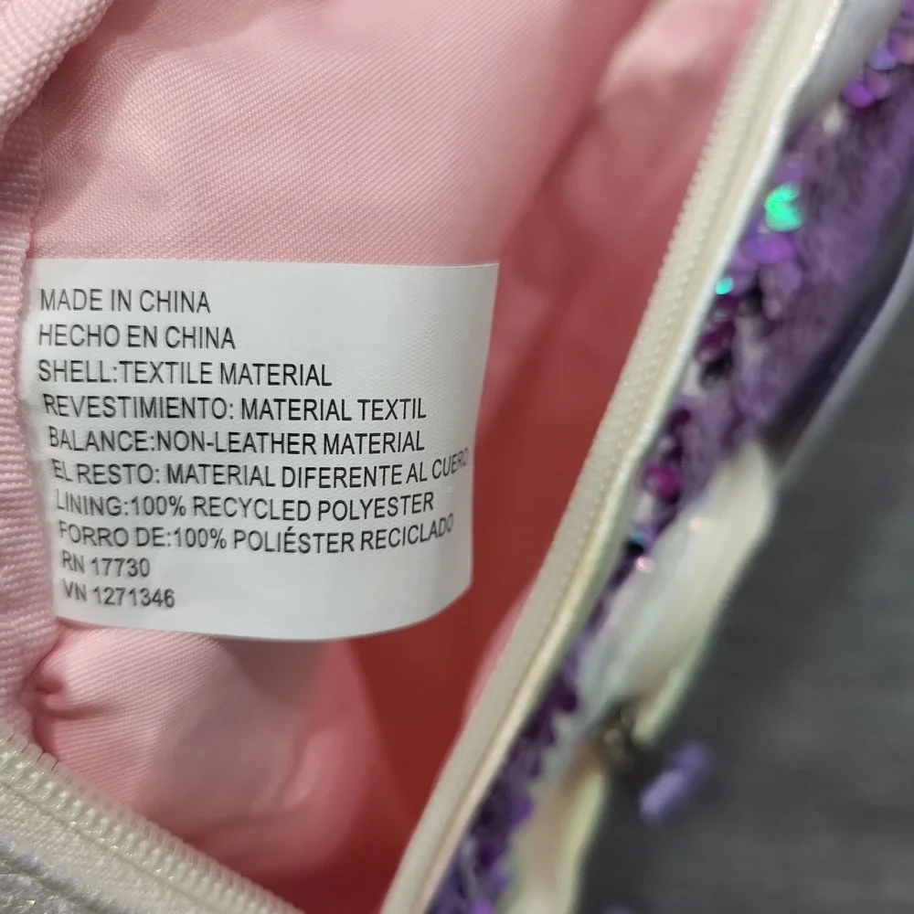 Cat & Jack Kids Girls Unicorn Backpack with Sequins White Purple School Bag